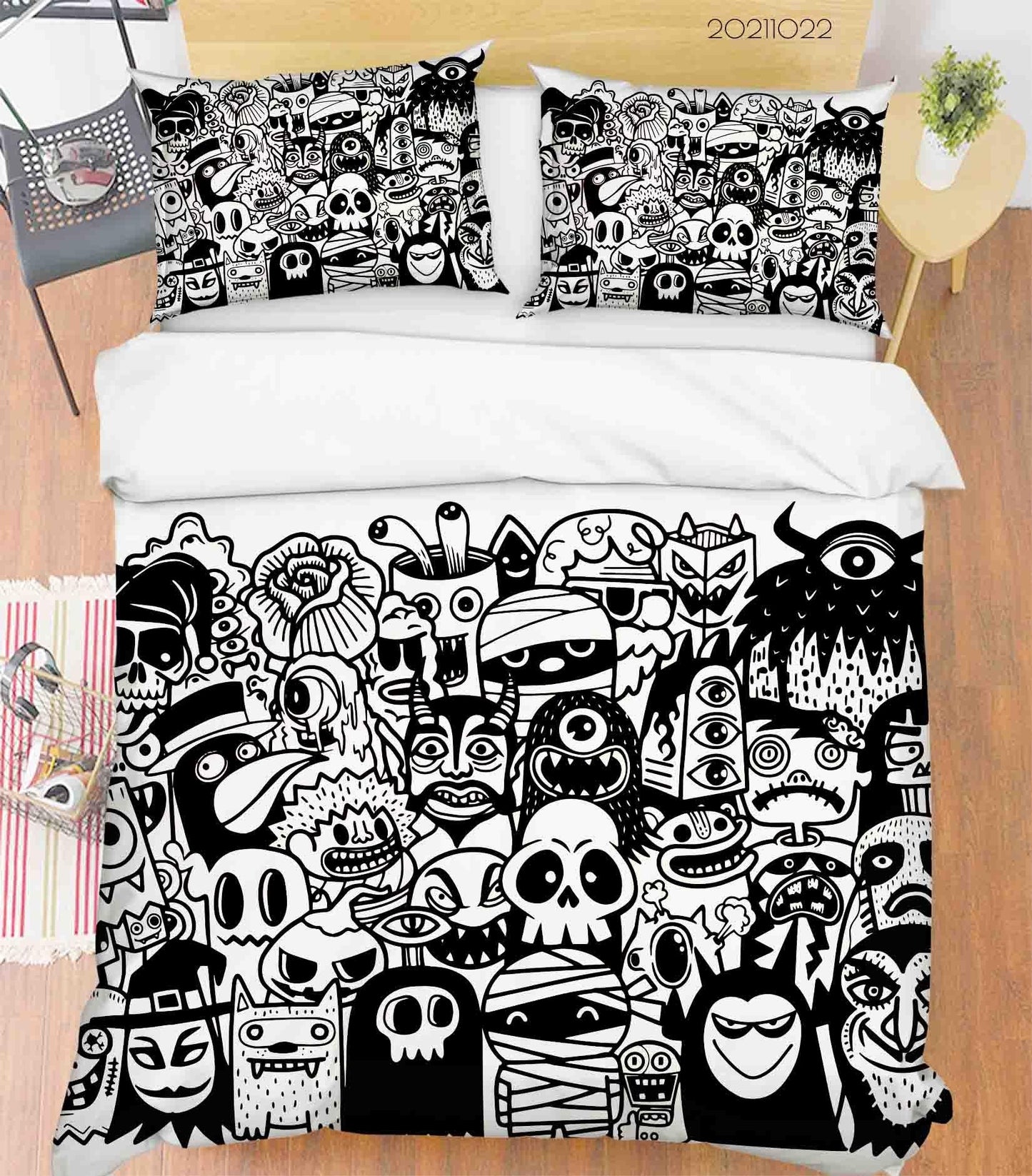 3D Abstract Monster Graffiti Quilt Cover Set Bedding Set Duvet Cover Pillowcases 92