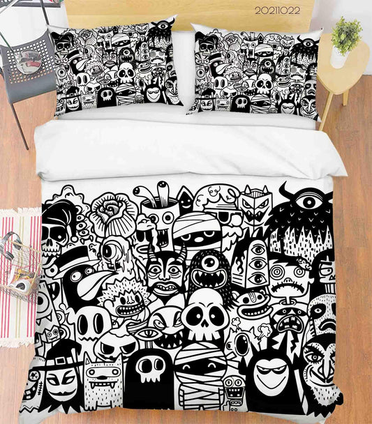 3D Abstract Monster Graffiti Quilt Cover Set Bedding Set Duvet Cover Pillowcases 92