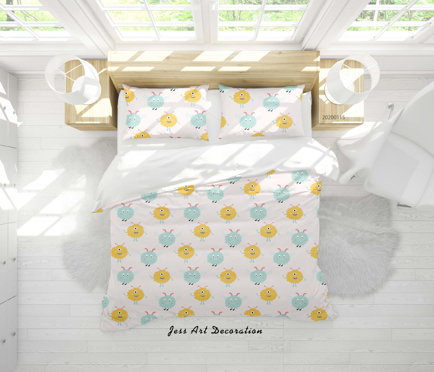 3D Cartoon Animal Monsters Pattern Quilt Cover Set Bedding Set Duvet Cover Pillowcases WJ 9649