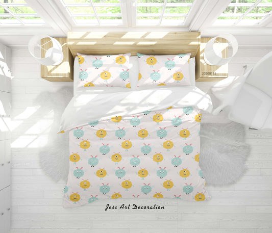 3D Cartoon Animal Monsters Pattern Quilt Cover Set Bedding Set Duvet Cover Pillowcases WJ 9649