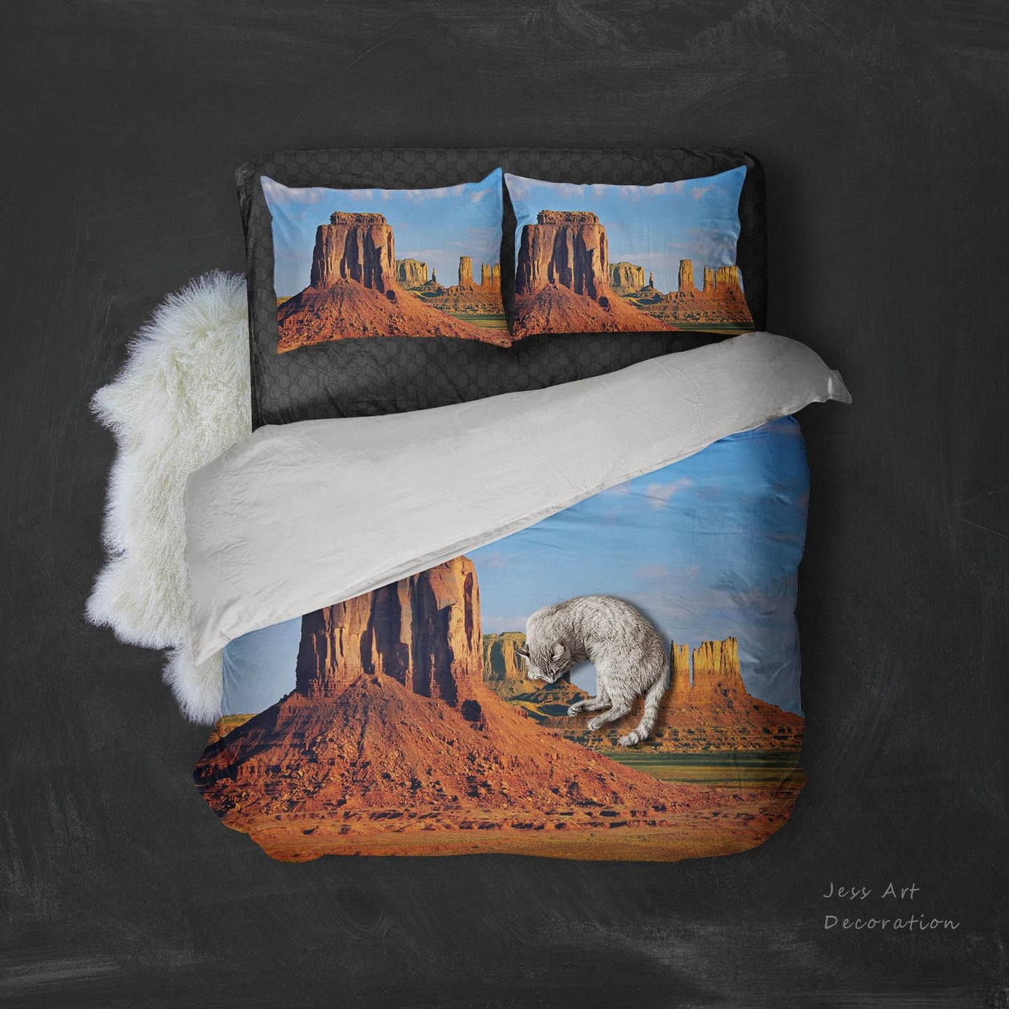 3D Blue Sky Desert Boulder Mountain Quilt Cover Set Bedding Set Pillowcases  11