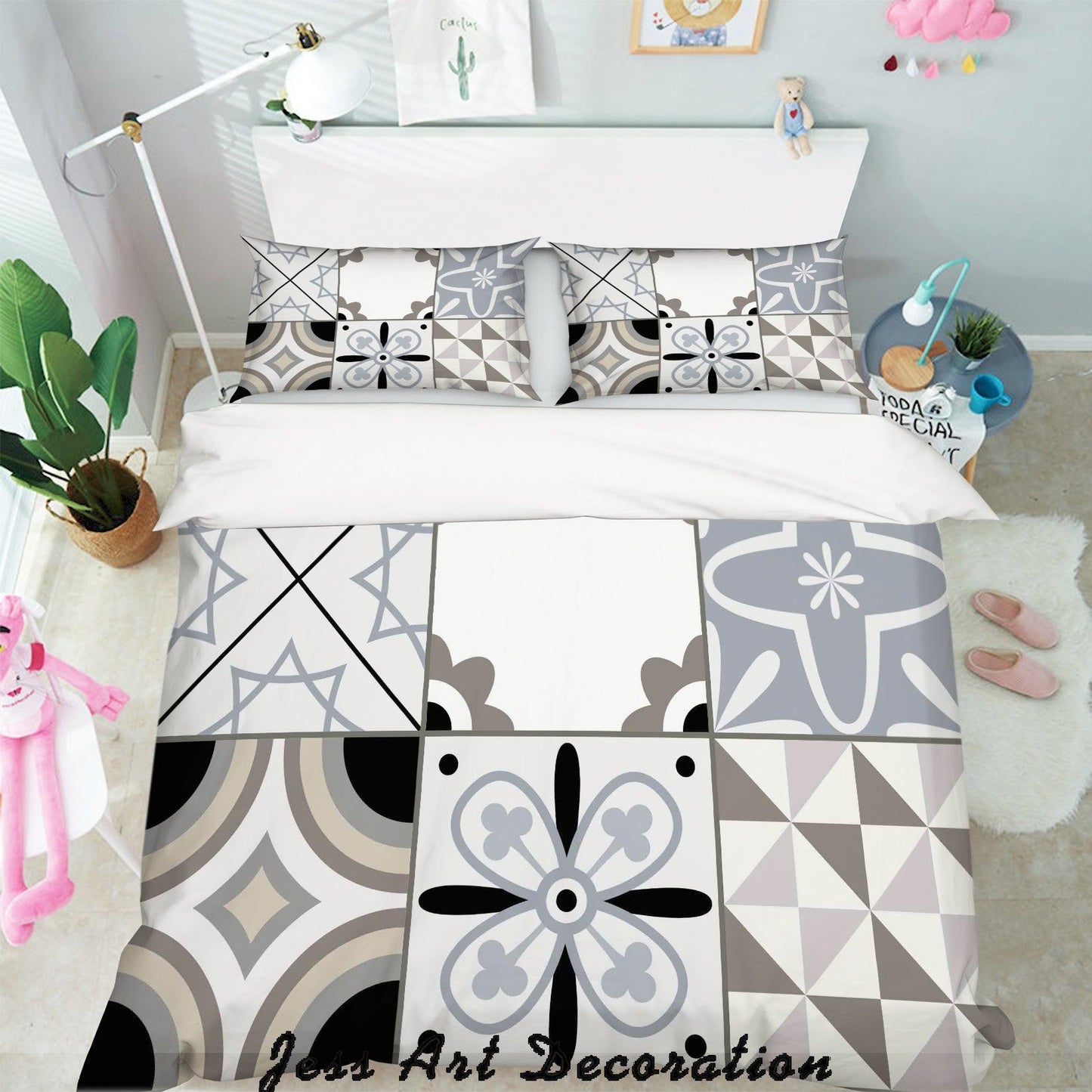 3D Black White Decorative Pattern Quilt Cover Set Bedding Set Pillowcases  13