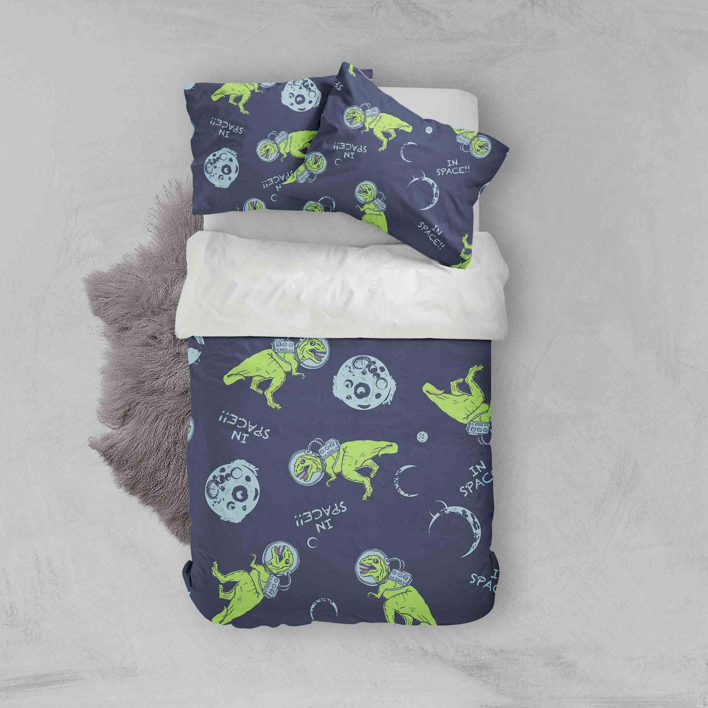 3D Cartoon Green Dinosaurs Astronaut Pattern Quilt Cover Set Bedding Set Pillowcases  71