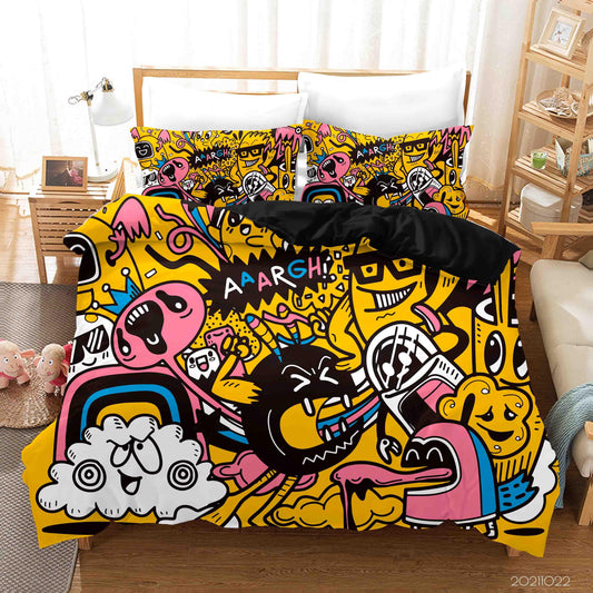 3D Abstract Monster Artistic Graffiti Quilt Cover Set Bedding Set Duvet Cover Pillowcases 63