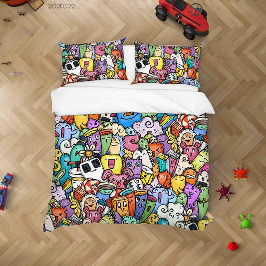 3D Abstract Monster Graffiti Quilt Cover Set Bedding Set Duvet Cover Pillowcases 63