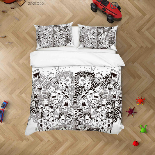 3D Abstract Monster Graffiti Quilt Cover Set Bedding Set Duvet Cover Pillowcases 30