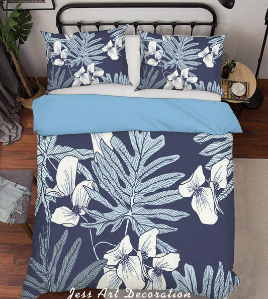 3D Black White Leaves Flowers Quilt Cover Set Bedding Set Pillowcases  179