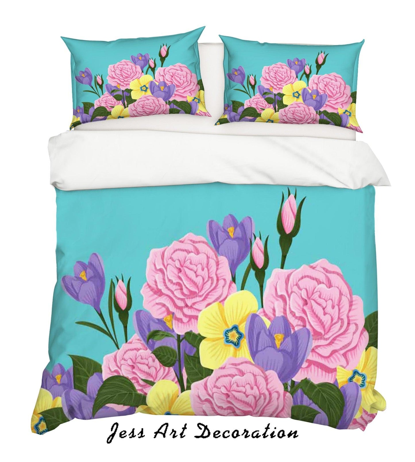 3D Blue Floral Quilt Cover Set Bedding Set Pillowcases 114