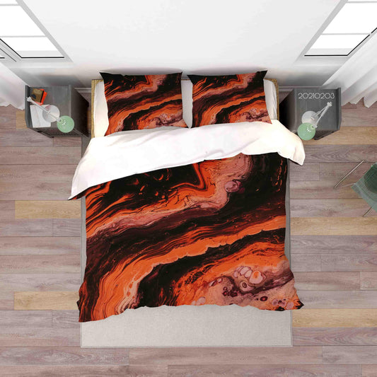 3D Abstract Orange Marble Texture Quilt Cover Set Bedding Set Duvet Cover Pillowcases 40