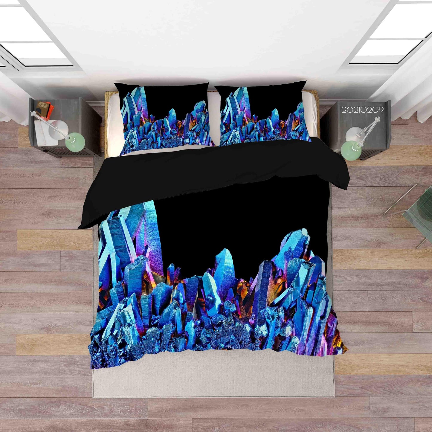 3D Blue Crystal Texture Quilt Cover Set Bedding Set Duvet Cover Pillowcases 260
