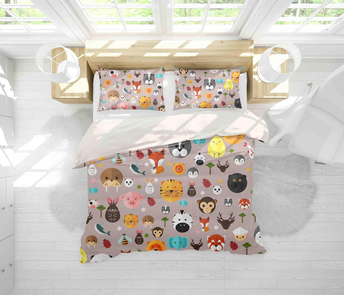 3D Cartoon Colorful Monkey Tiger Animal Quilt Cover Set Bedding Set Duvet Cover Pillowcases LXL
