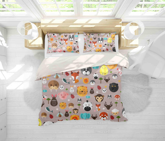 3D Cartoon Colorful Monkey Tiger Animal Quilt Cover Set Bedding Set Duvet Cover Pillowcases LXL