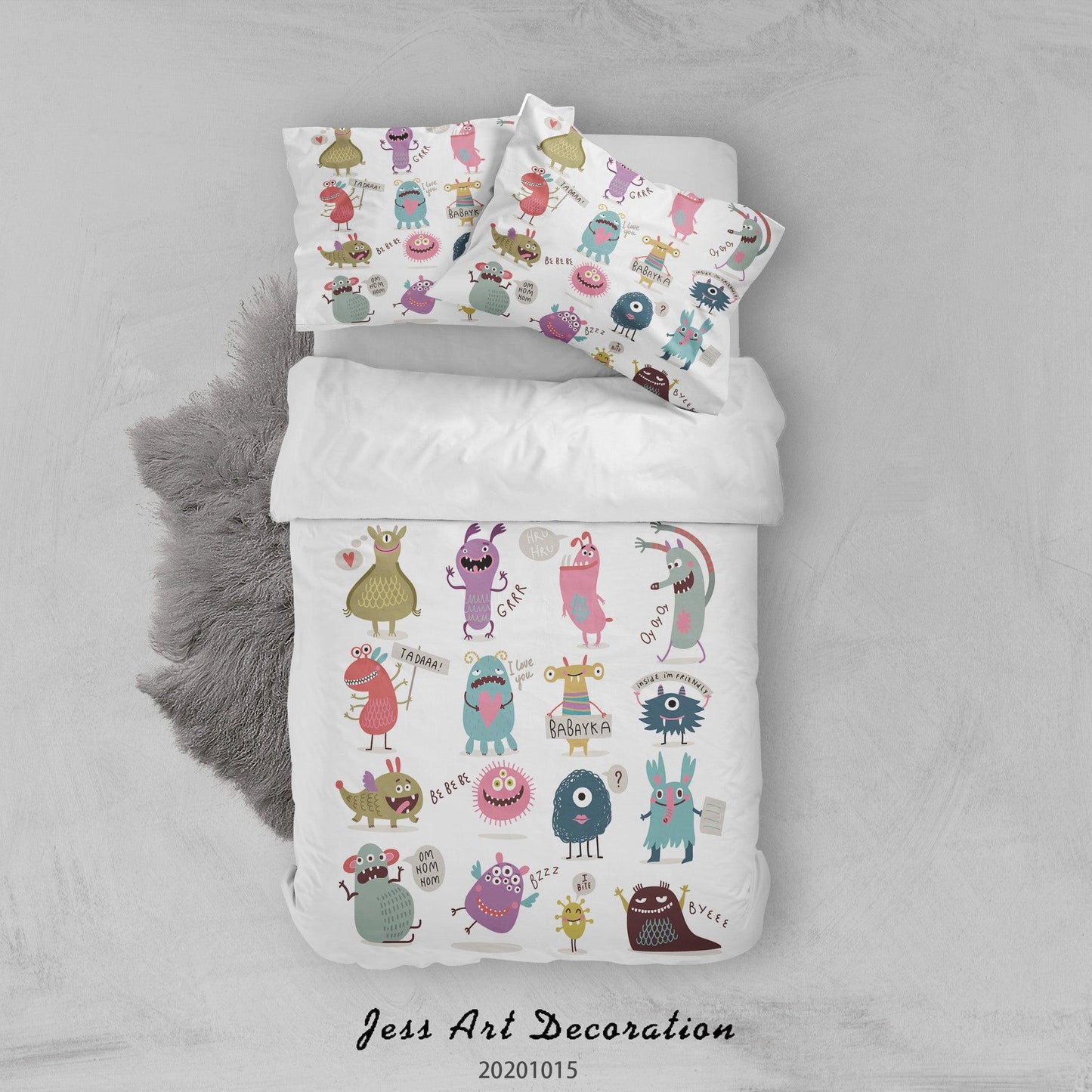 3D Cartoon Animal Monsters Pattern Quilt Cover Set Bedding Set Duvet Cover Pillowcases WJ 9675