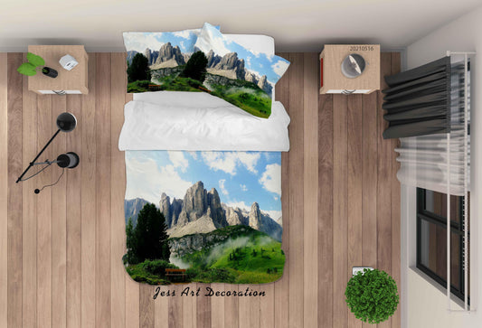 3D Blue Sky Cloud Mountain Landscape Quilt Cover Set Bedding Set Duvet Cover Pillowcases 42