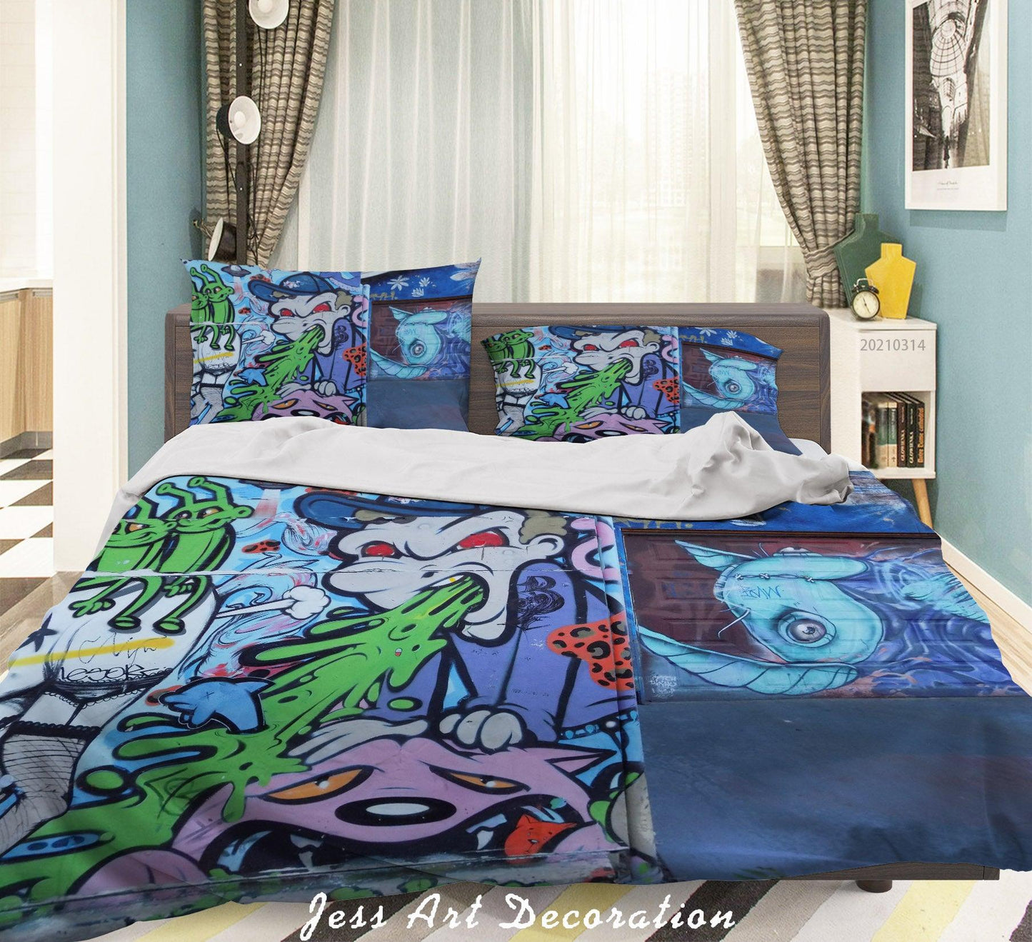 3D Abstract Street Graffiti Artist Works Quilt Cover Set Bedding Set Duvet Cover Pillowcases 120