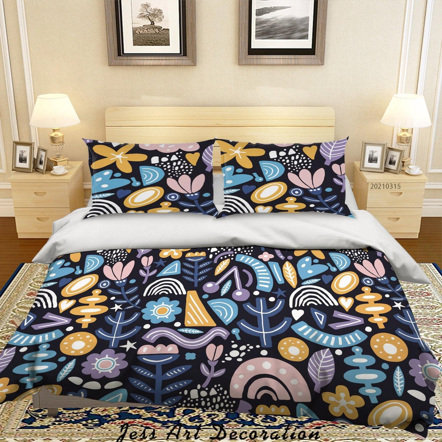 3D Cartoon Color Floral Leaf Quilt Cover Set Bedding Set Duvet Cover Pillowcases 49