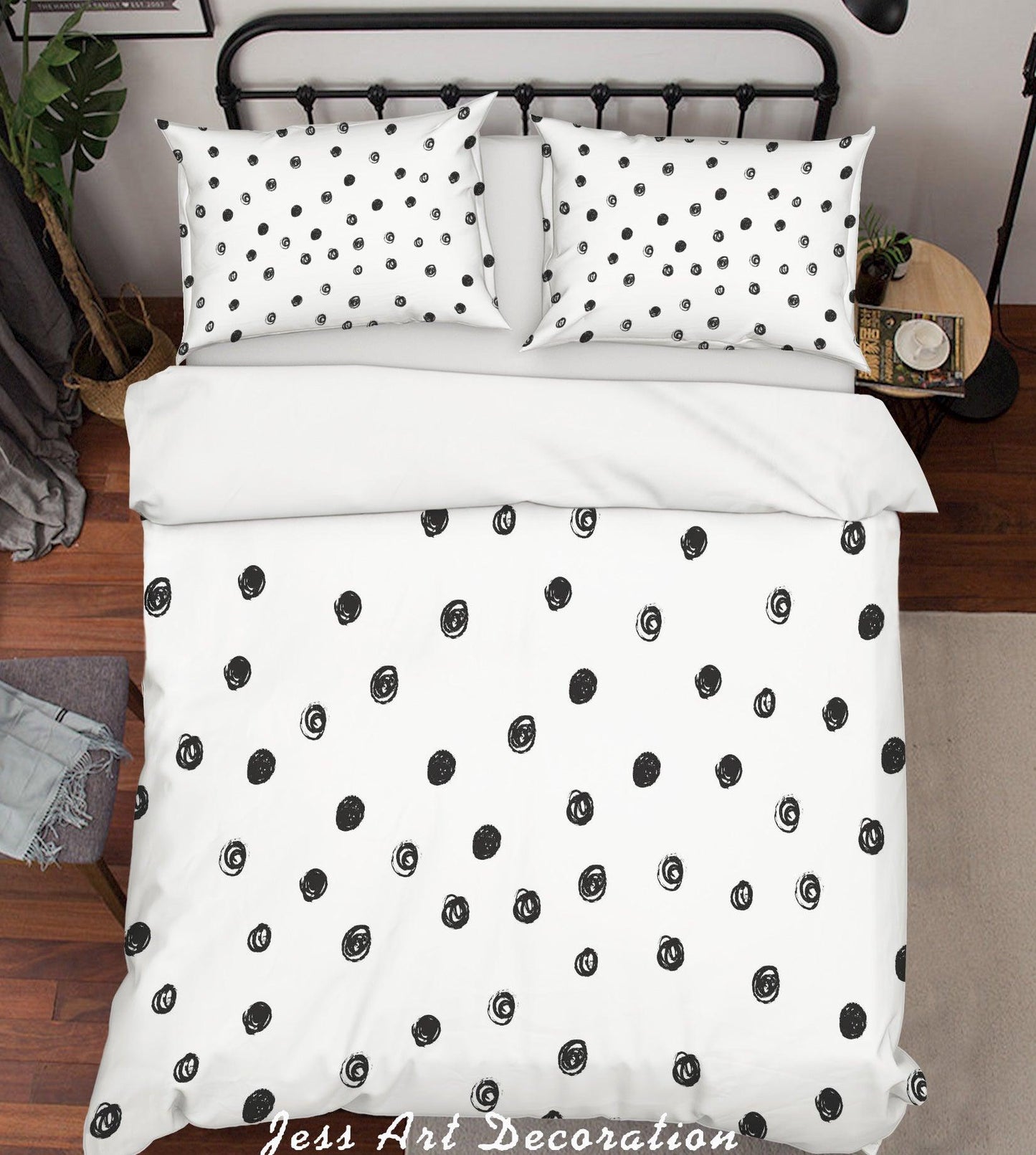 3D Black White Speckle Pattern Quilt Cover Set Bedding Set Pillowcases 157