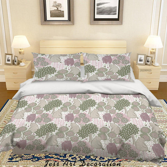 3D Cartoon Animal Tree Pattern Quilt Cover Set Bedding Set Duvet Cover Pillowcases WJ 6419