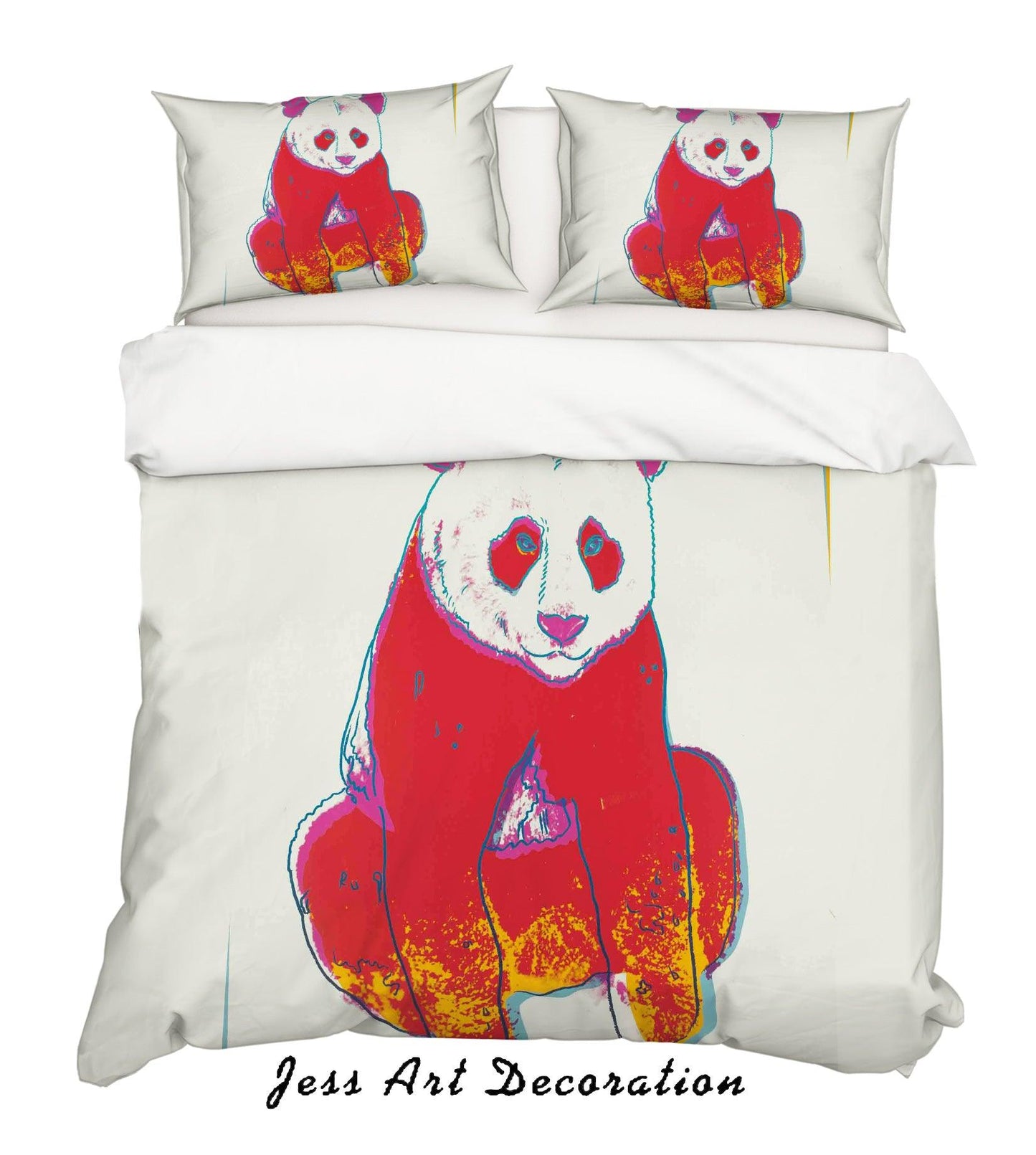 3D Andy Warhol Sketch Panda Red White Quilt Cover Set Bedding Set Duvet Cover Pillowcases  ZY D5