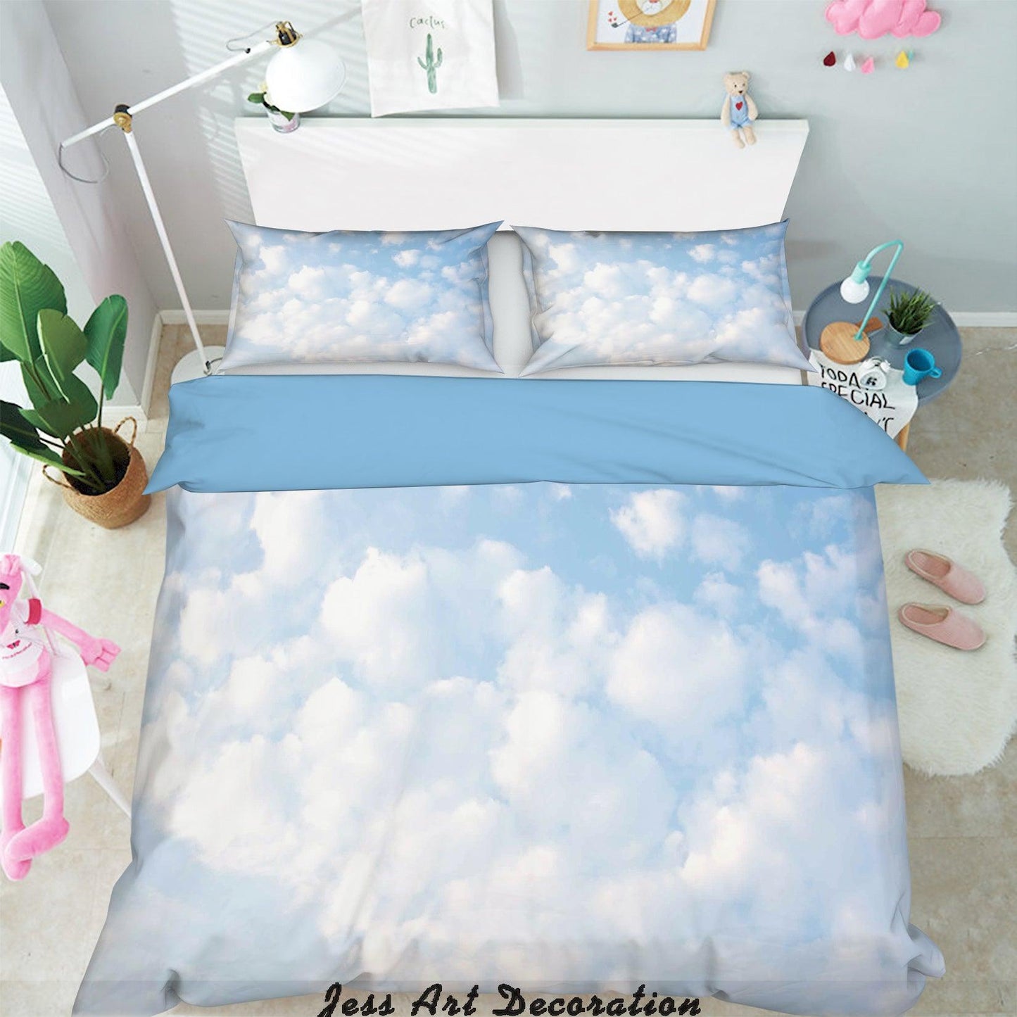 3D Blue Sky White Clouds Quilt Cover Set Bedding Set Pillowcases  2