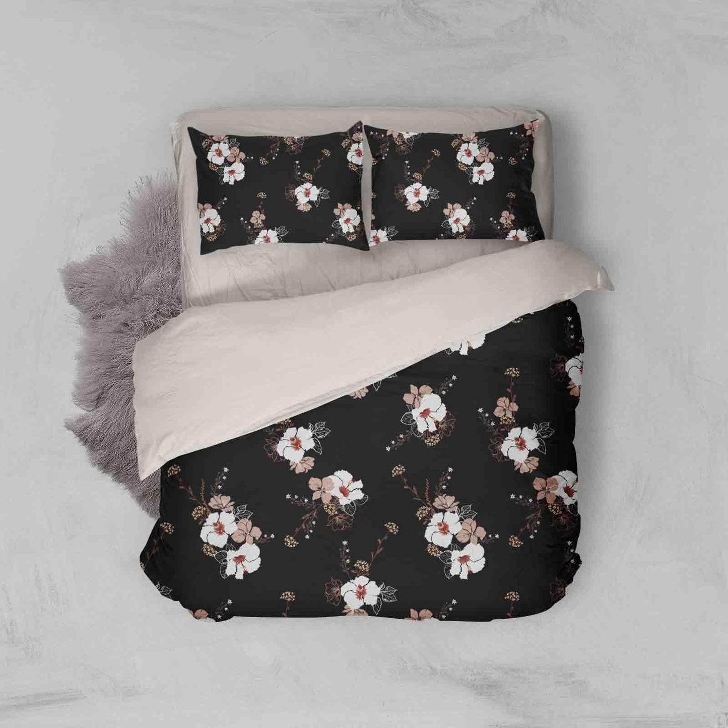3D Black Floral Quilt Cover Set Bedding Set Pillowcases 28
