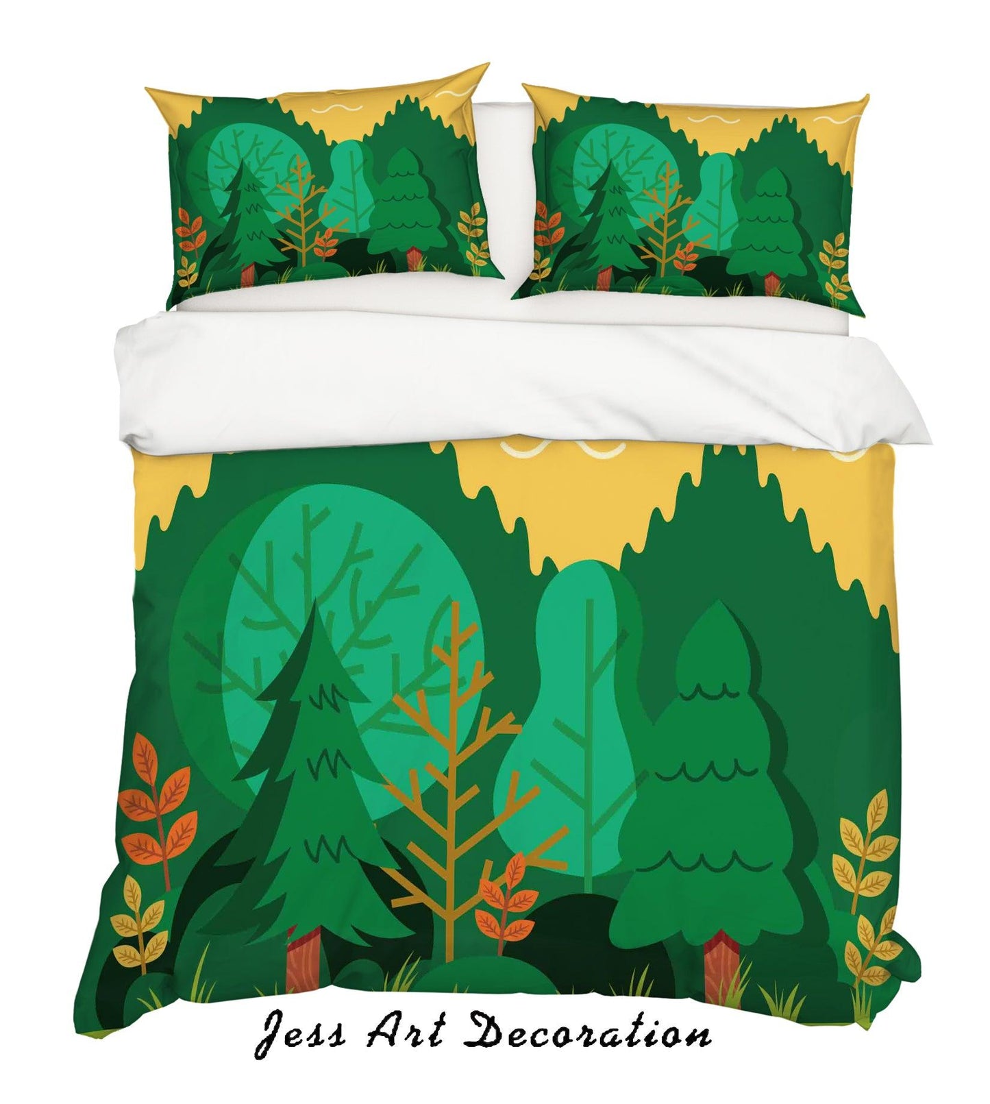 3D Cartoon Green Plant Quilt Cover Set Bedding Set Pillowcases 4