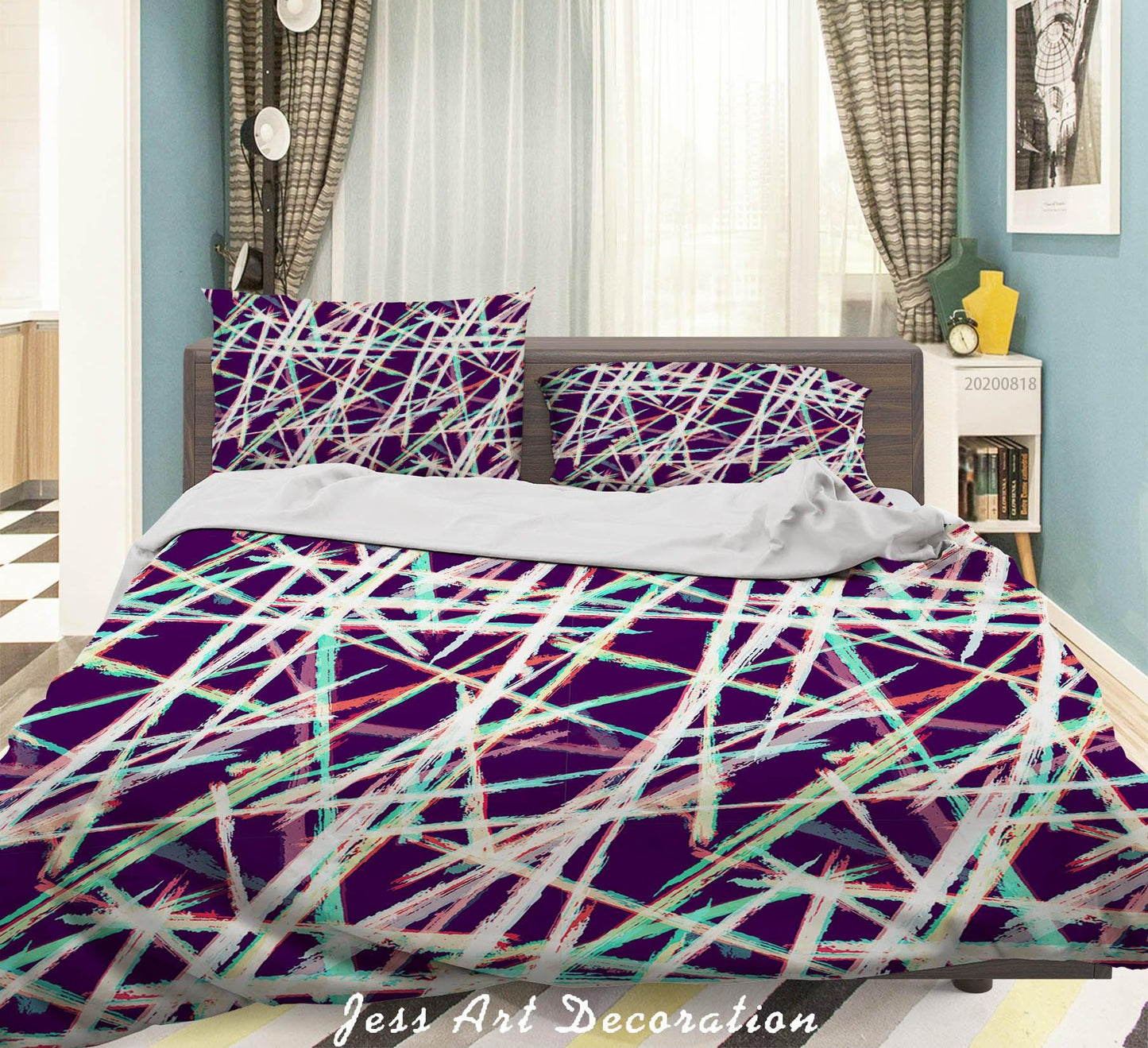 3D Abstract Purple Painting Quilt Cover Set Bedding Set Duvet Cover Pillowcases LXL