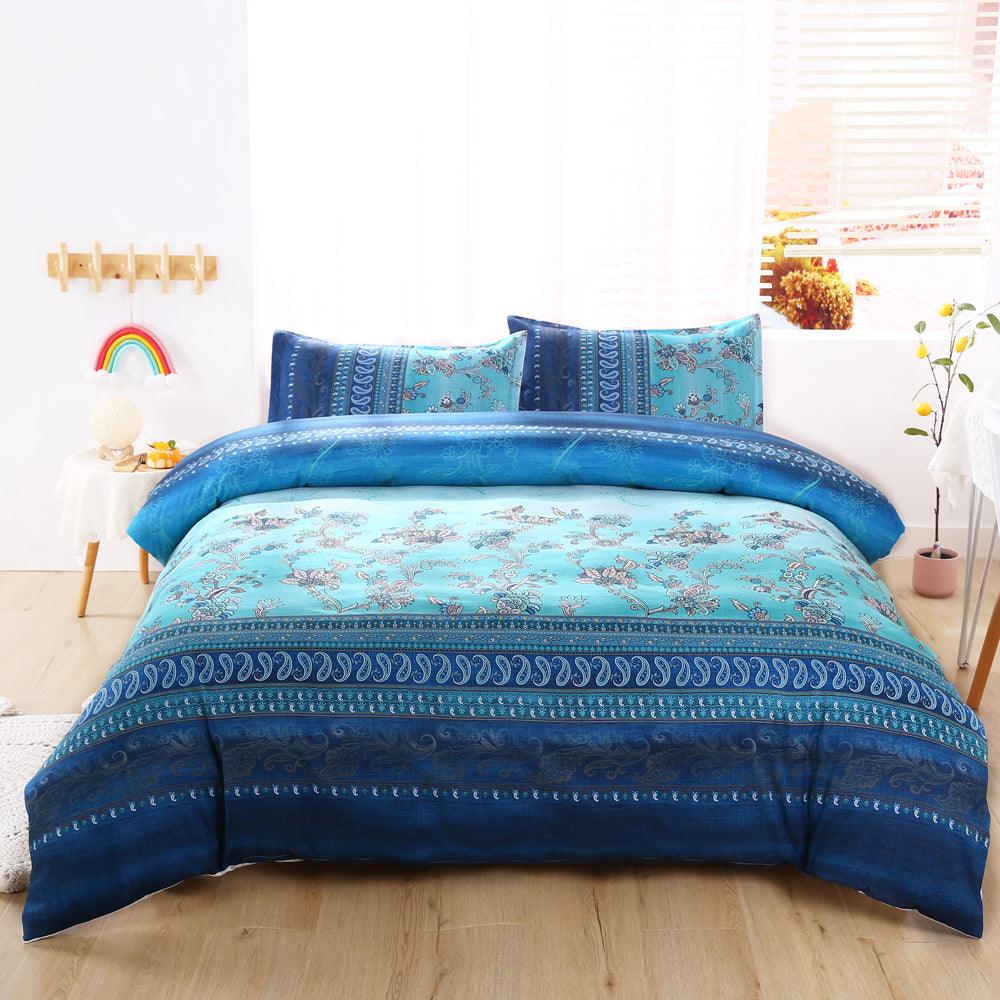 3D Blue Paisley Floral Quilt Cover Set Bedding Set Duvet Cover Pillowcases 511