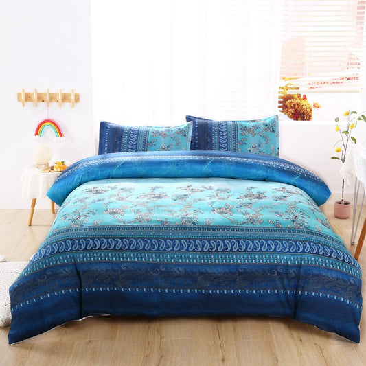 3D Blue Paisley Floral Quilt Cover Set Bedding Set Duvet Cover Pillowcases 511