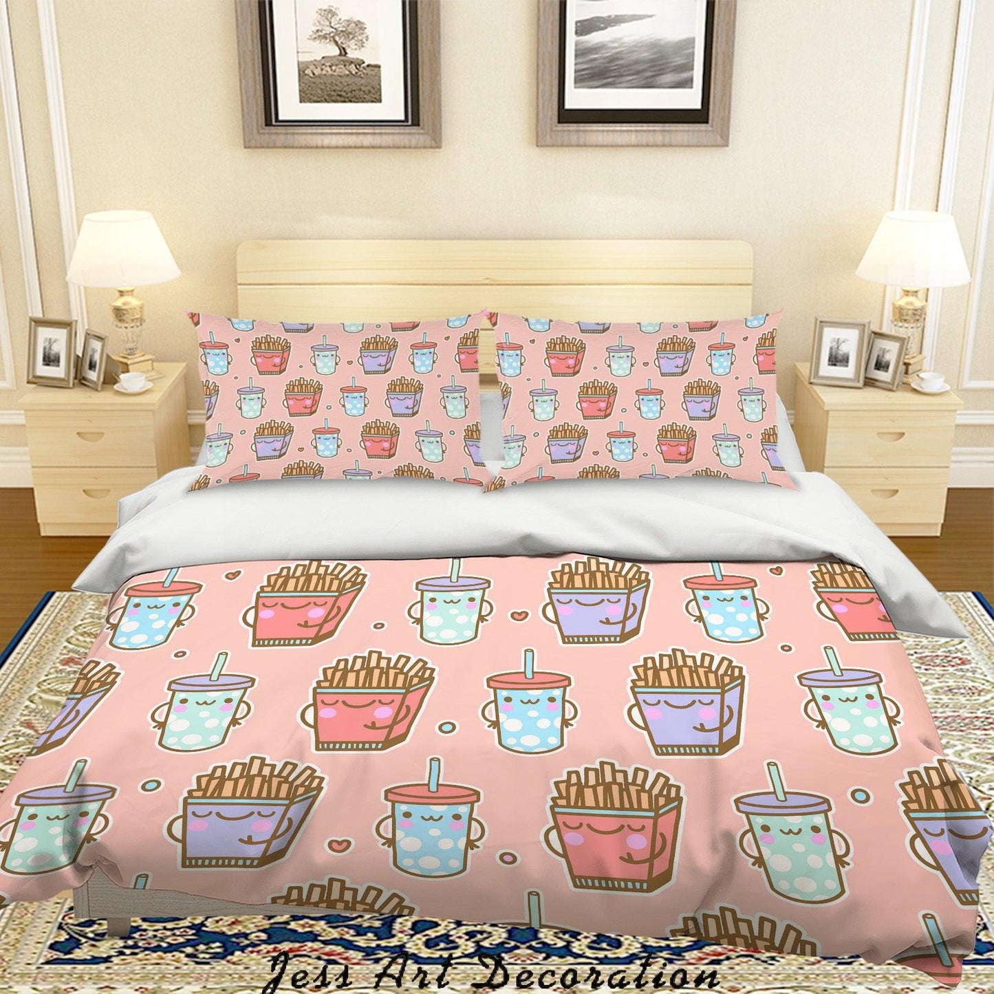 3D Cartoon Chips Cola Quilt Cover Set Bedding Set Pillowcases 10