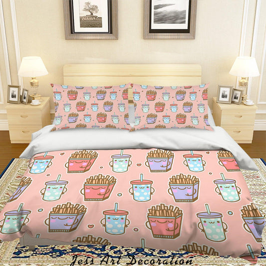 3D Cartoon Chips Cola Quilt Cover Set Bedding Set Pillowcases 10