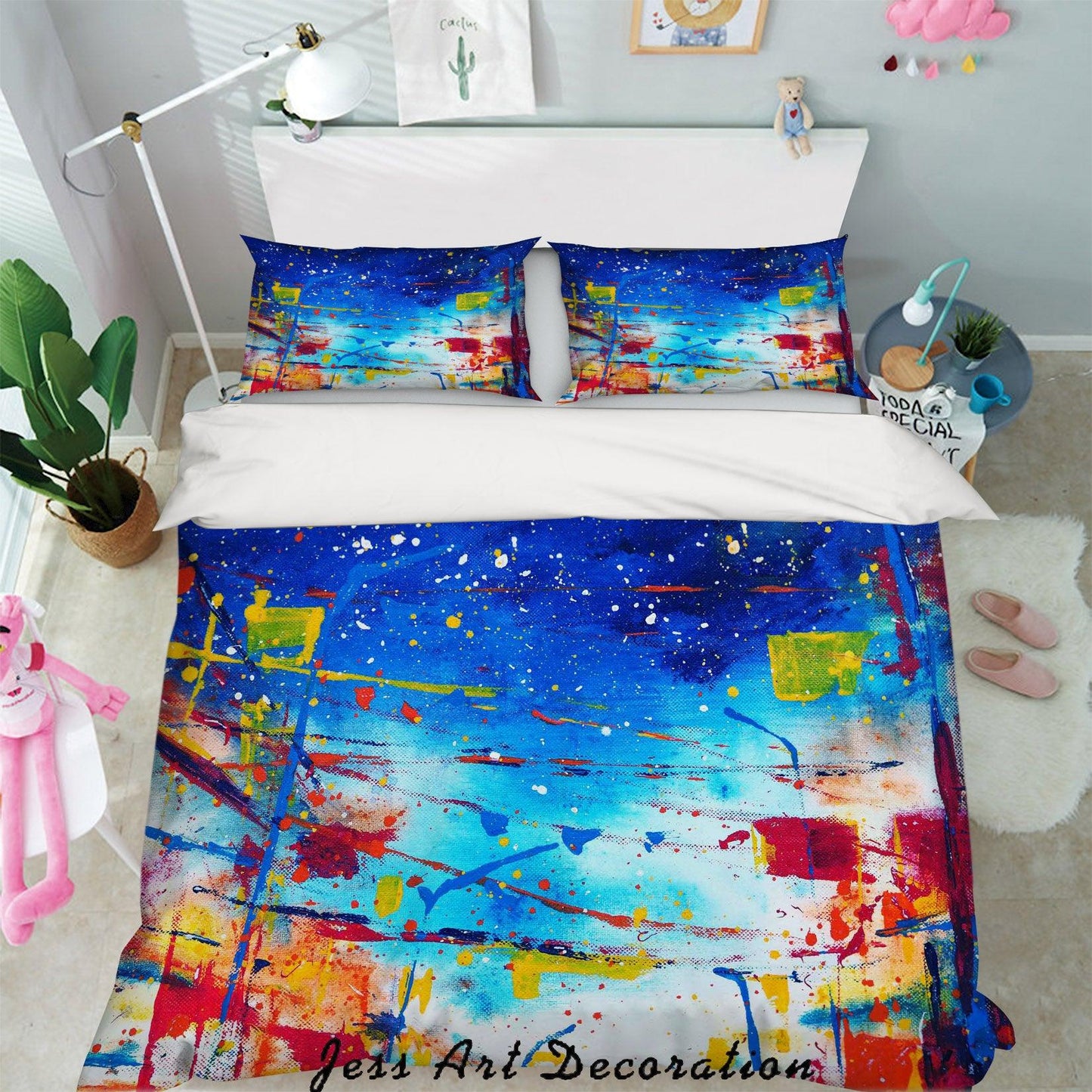 3D Blue Graffiti Quilt Cover Set Bedding Set Pillowcases 35