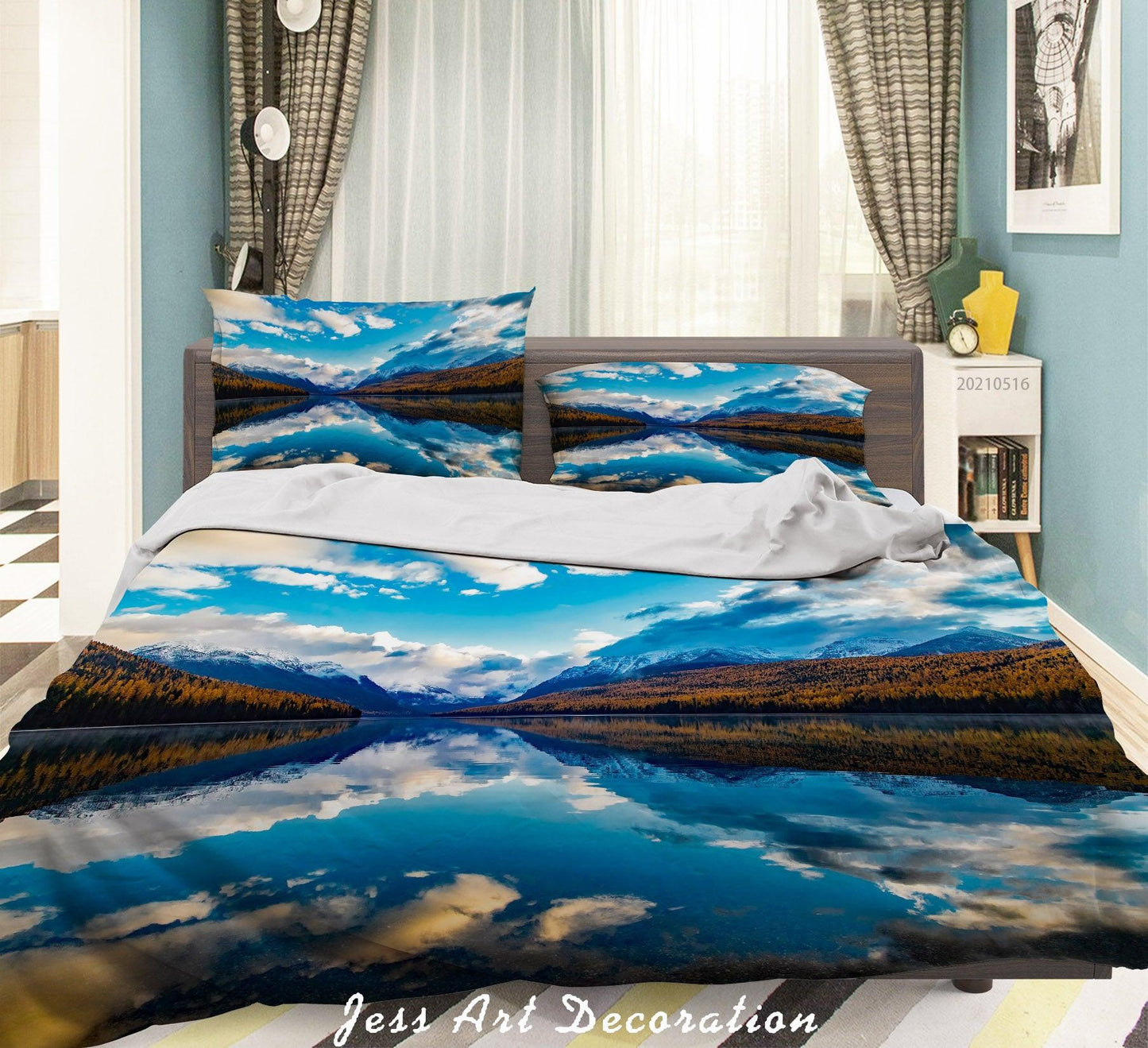 3D Blue Sky Cloud Lake Landscape Quilt Cover Set Bedding Set Duvet Cover Pillowcases 40