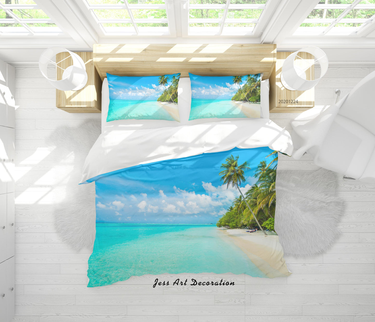 3D Blue Sky Beach Landscape Quilt Cover Set Bedding Set Duvet Cover Pillowcases 70 LQH