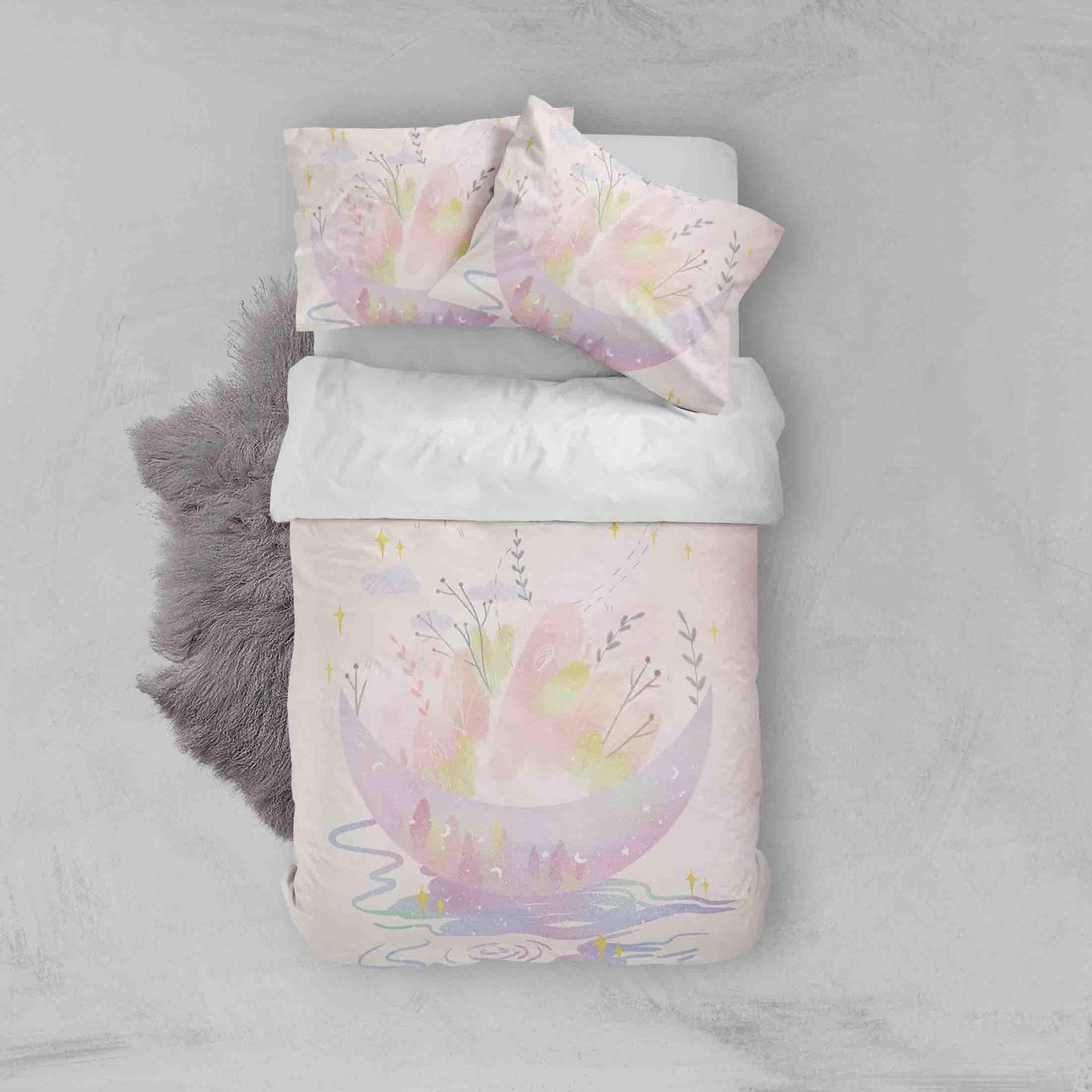 3D Cartoon Moon Plants Quilt Cover Set Bedding Set Pillowcases 68