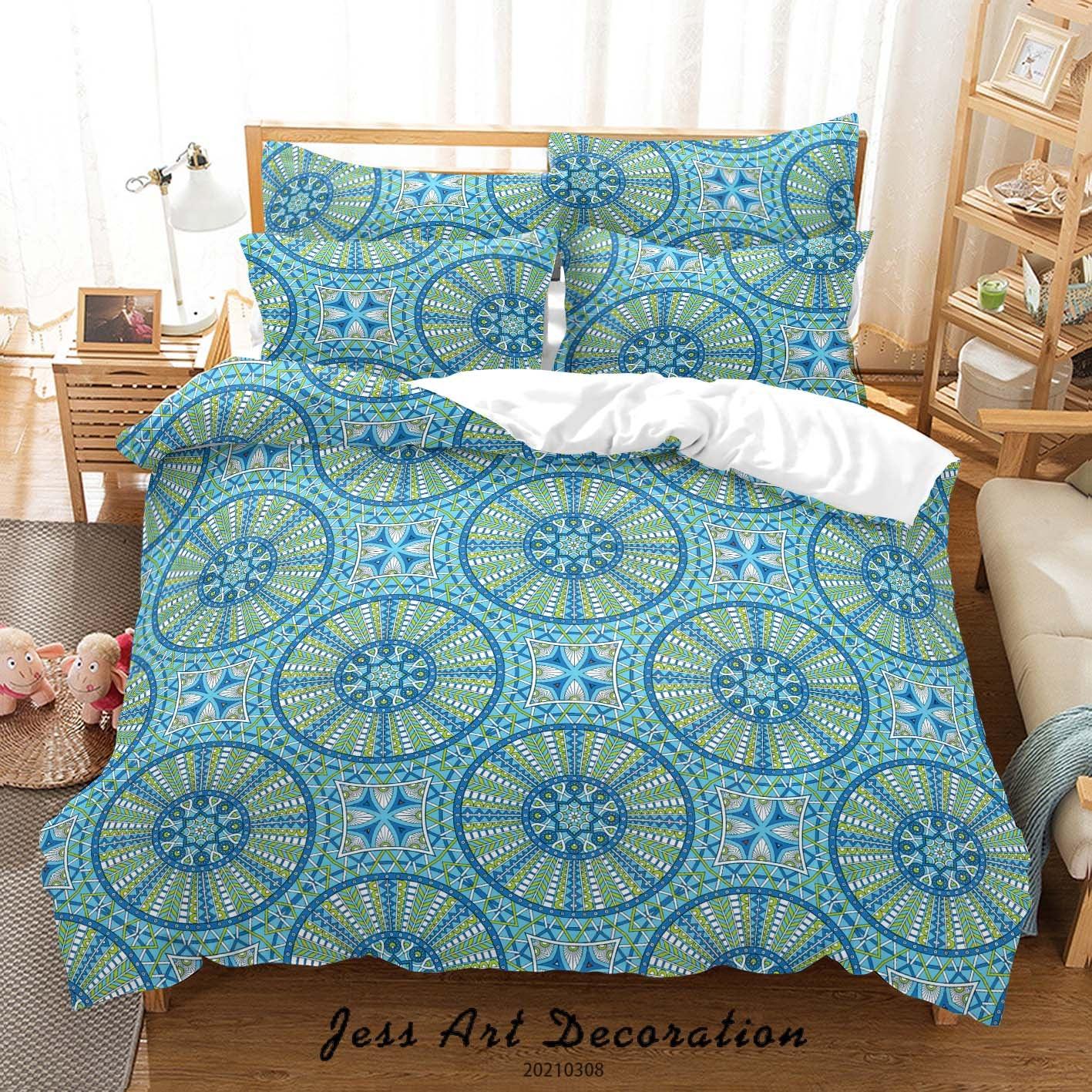 3D Abstract Blue Geometric Floral Quilt Cover Set Bedding Set Duvet Cover Pillowcases 24