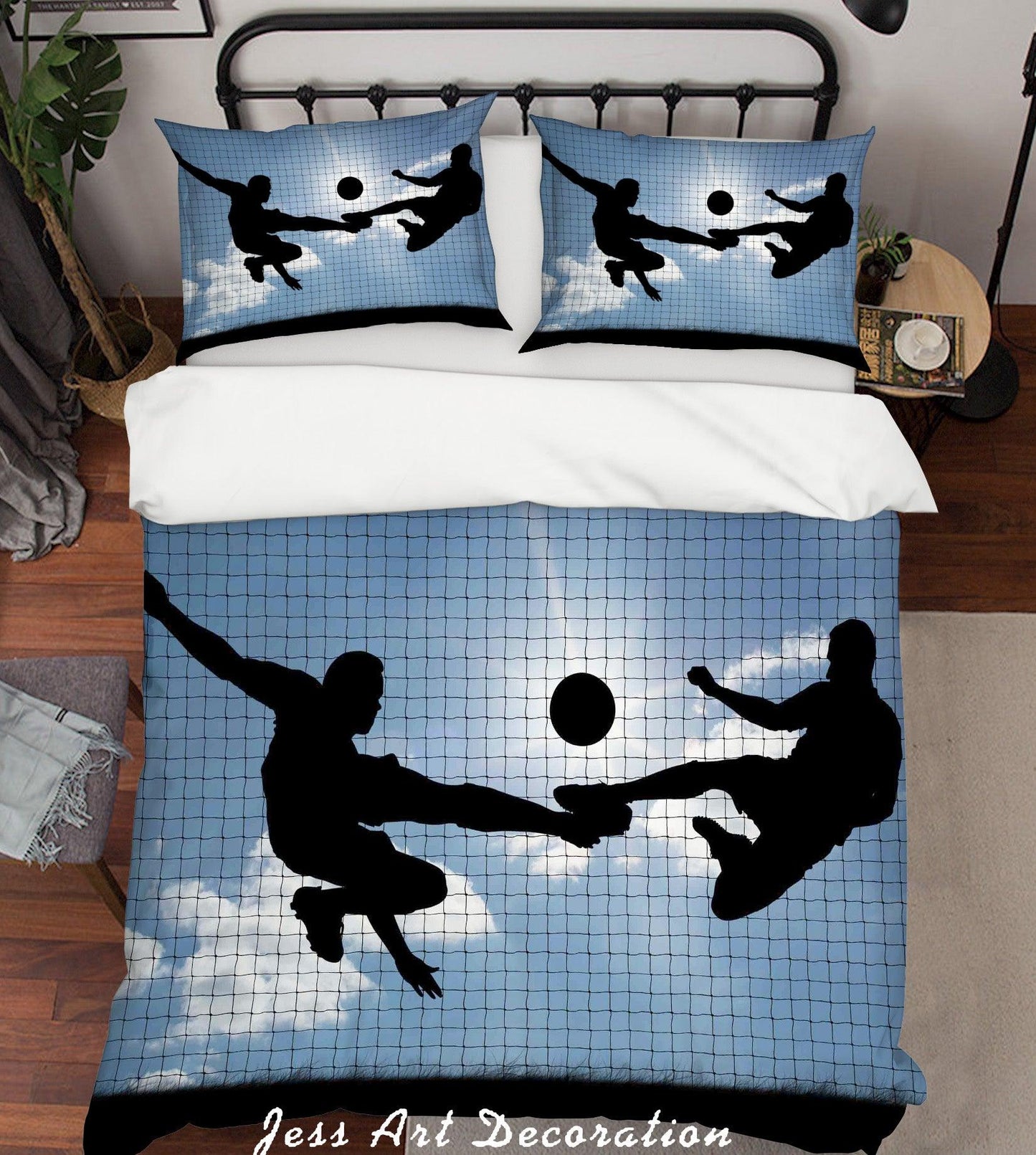 3D Blue Sky Football Match Quilt Cover Set Bedding Set Duvet Cover Pillowcases A042 LQH
