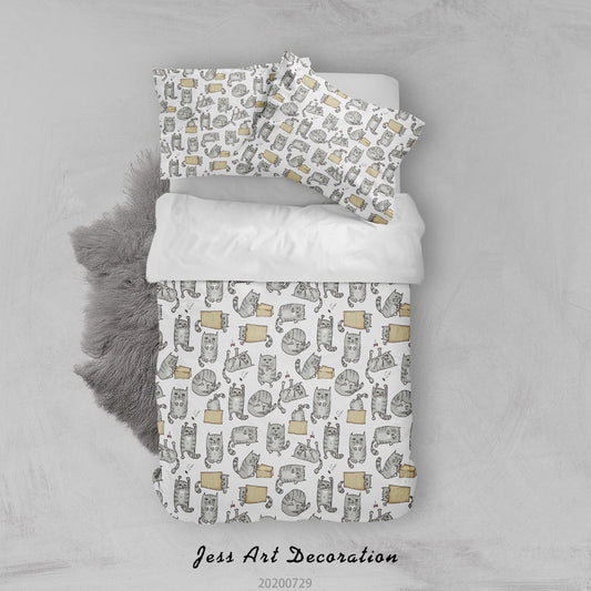 3D Cartoon Cat Quilt Cover Set Bedding Set Duvet Cover Pillowcases LXL 185