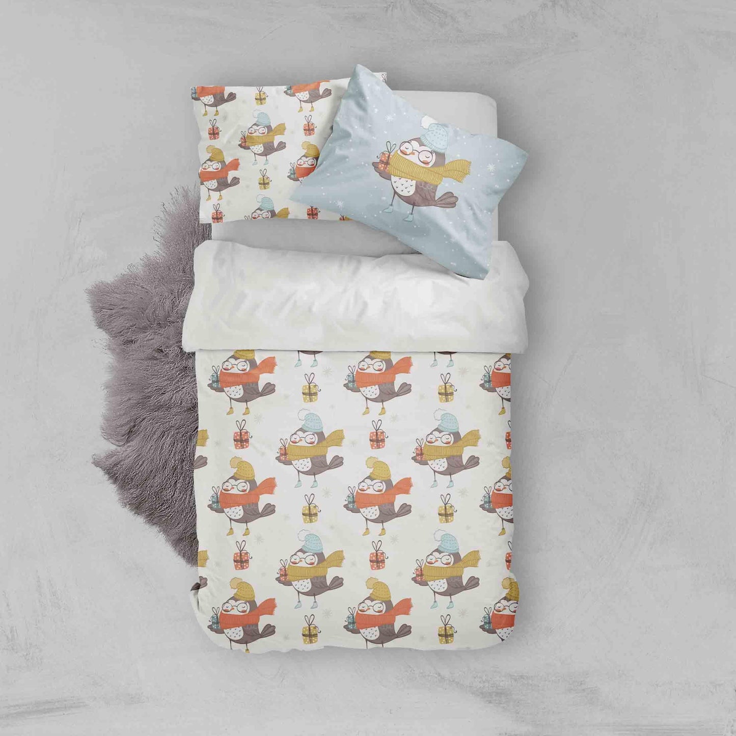 3D Bird Winter Gift Quilt Cover Set Bedding Set Pillowcases 80