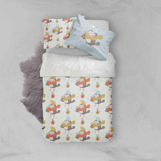 3D Bird Winter Gift Quilt Cover Set Bedding Set Pillowcases 80