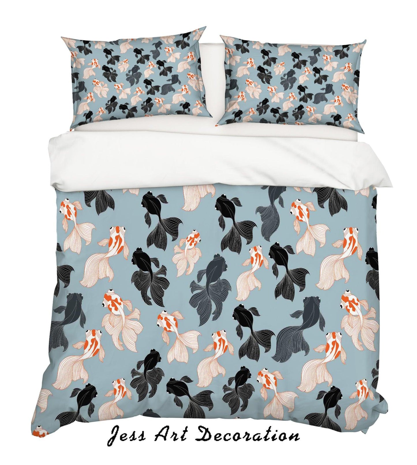 3D Black White Goldfish Quilt Cover Set Bedding Set Pillowcases 93
