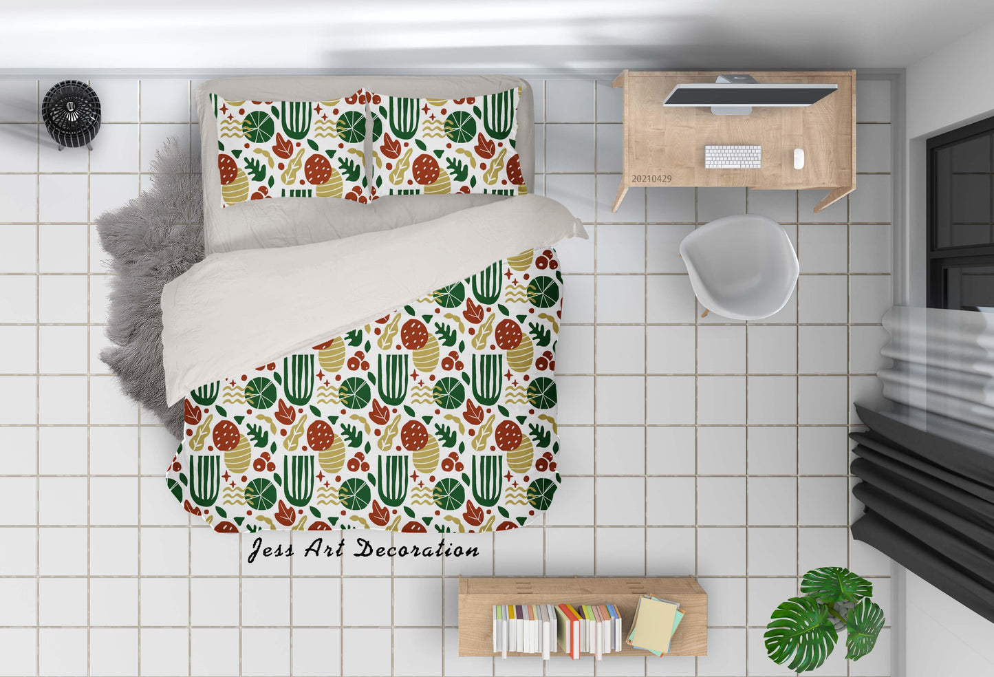 3D Abstract Green Leaf Quilt Cover Set Bedding Set Duvet Cover Pillowcases 5