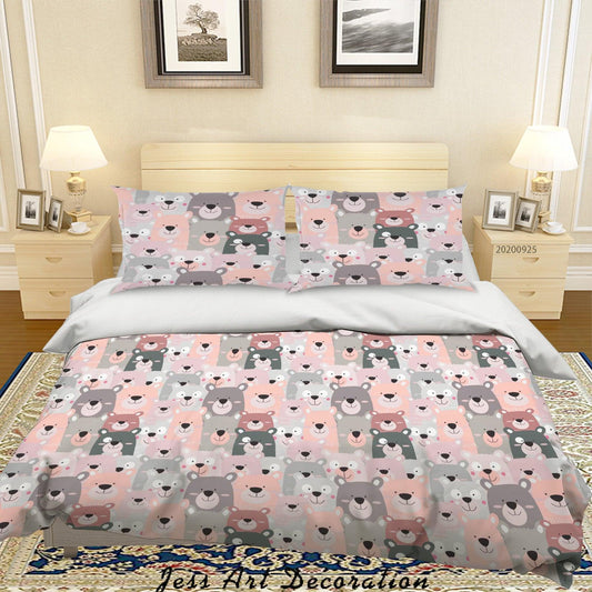 3D Cartoon Animal Bear Pattern Quilt Cover Set Bedding Set Duvet Cover Pillowcases WJ 6407