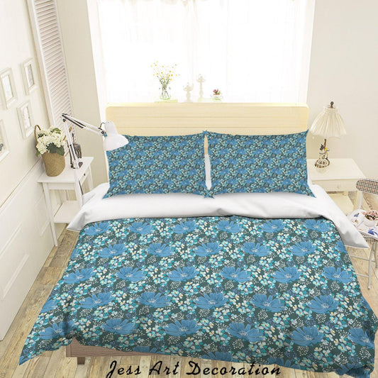 3D Blue Flower Pattern Quilt Cover Set Bedding Set Duvet Cover Pillowcases A041 LQH