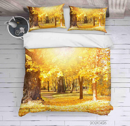3D Autumn Forest Scenery Quilt Cover Set Bedding Set Duvet Cover Pillowcases 238