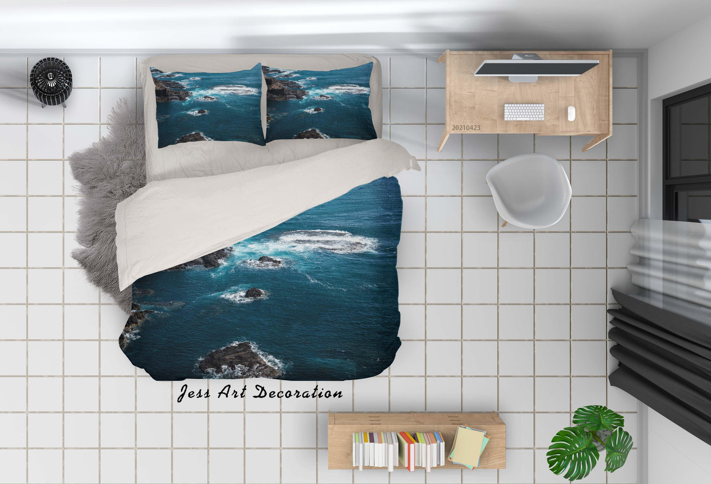 3D Blue Sea Rock Landscape Quilt Cover Set Bedding Set Duvet Cover Pillowcases 109