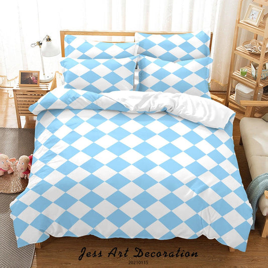 3D Abstract Blue Geometric Pattern Quilt Cover Set Bedding Set Duvet Cover Pillowcases 87