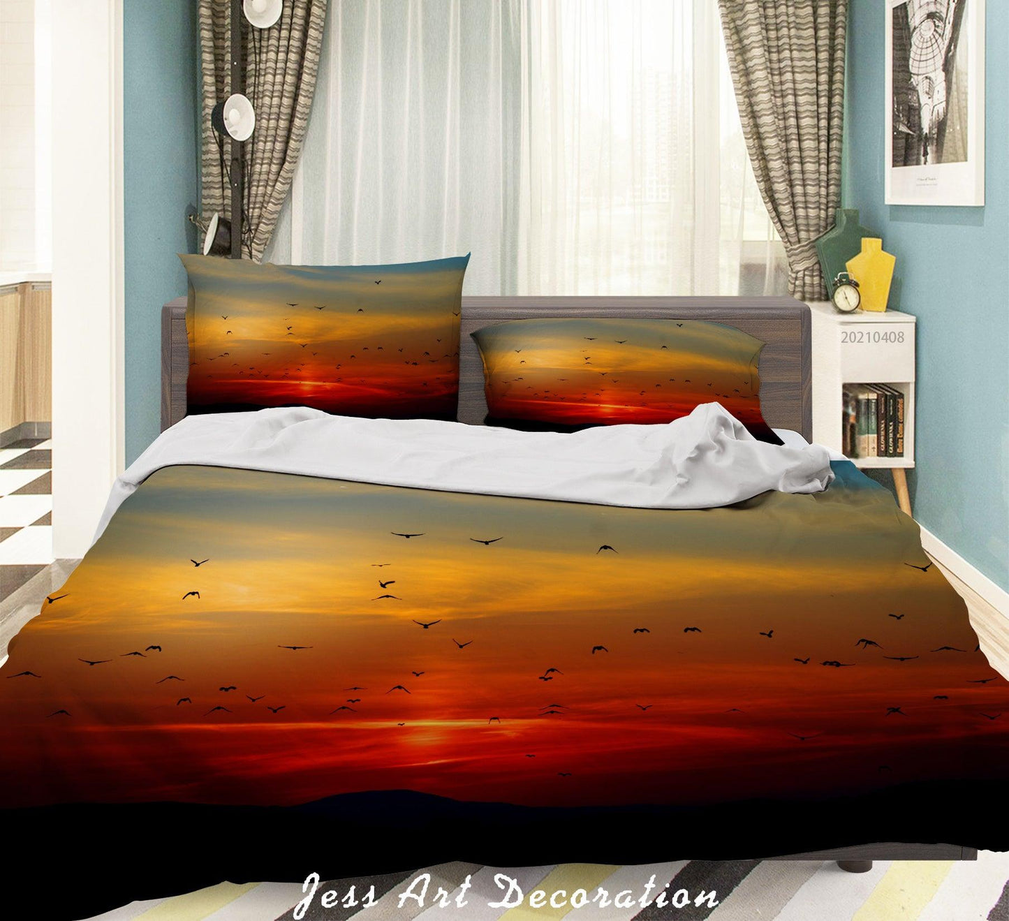 3D Birds Sunset Sky Quilt Cover Set Bedding Set Duvet Cover Pillowcases 237