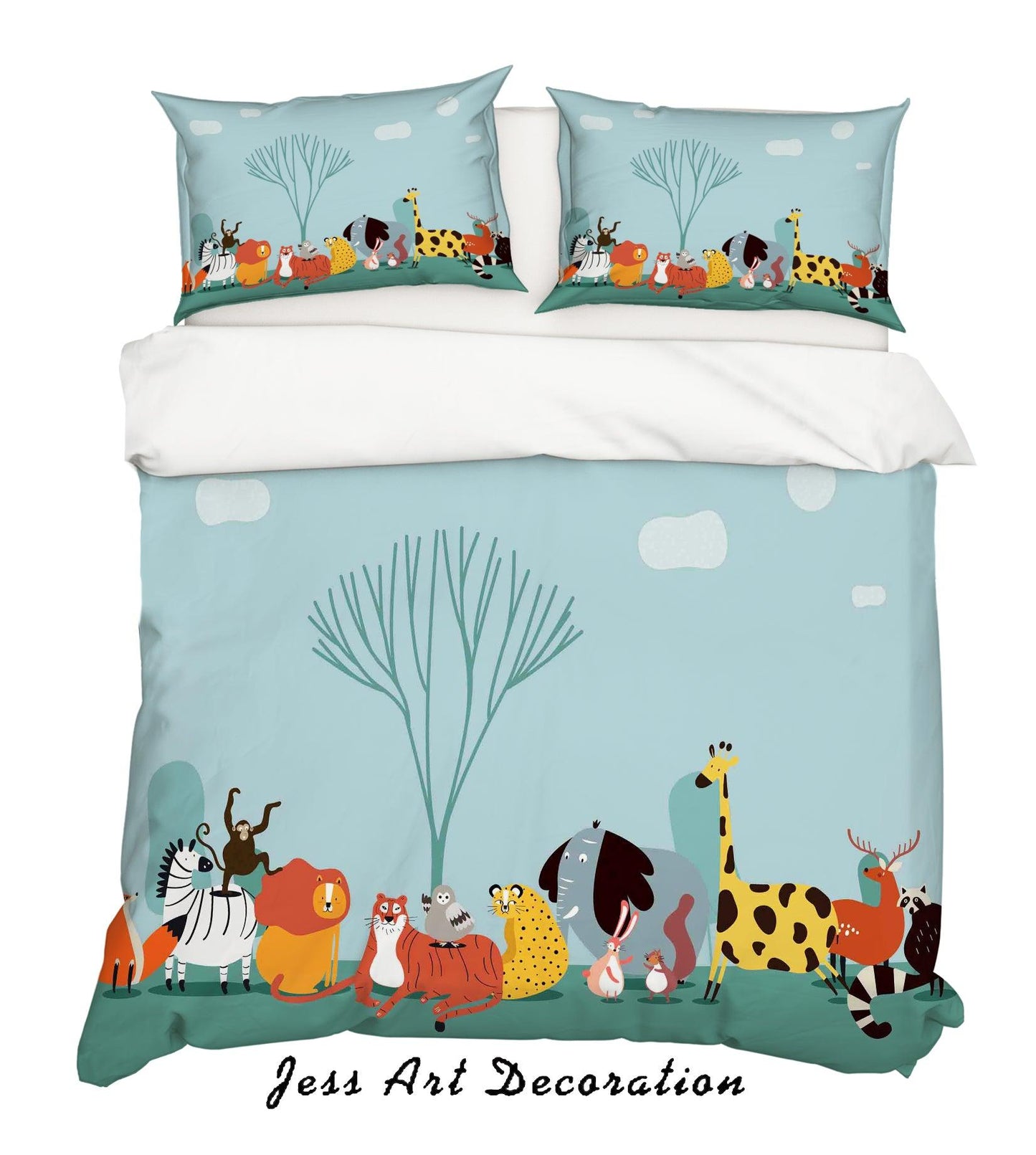 3D Blue Cartoon Animal Quilt Cover Set Bedding Set Duvet Cover Pillowcases SF92