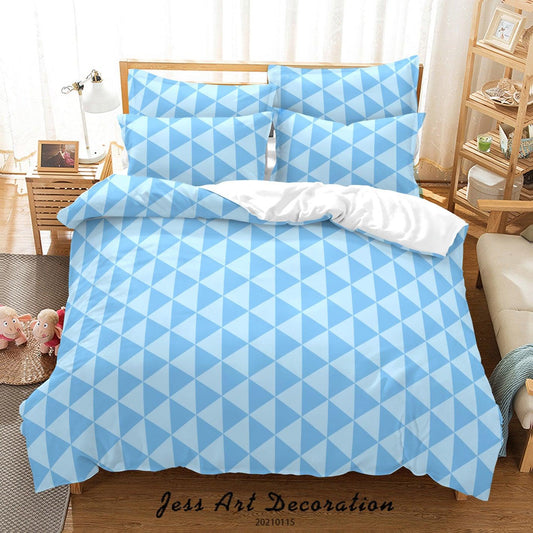 3D Abstract Geometric Blue Triangle Quilt Cover Set Bedding Set Duvet Cover Pillowcases 91